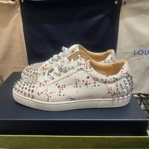 Studded White Red Christian Louboutin Sneakers